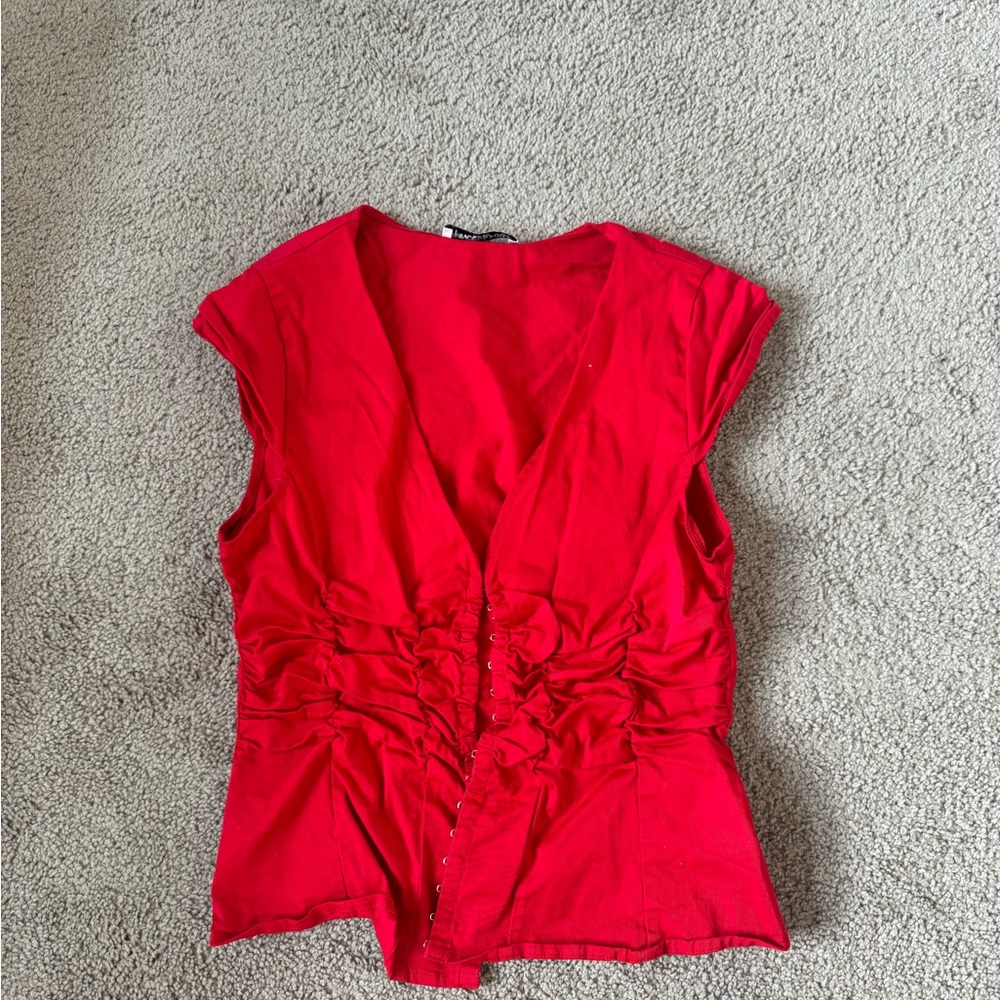 Princess Polly Vibrant Red Ruched Blouse